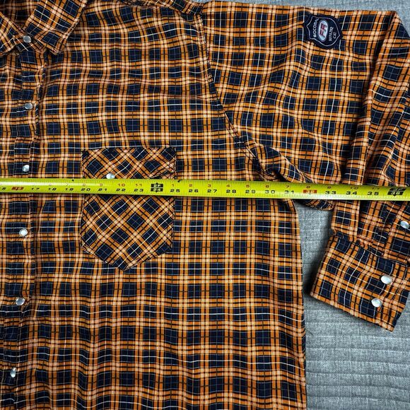 Bocomal FR Pearl Snap Shirt Men 4XL Plaid Orange Cat 2 Flame Resistant Workwear - Picture 3 of 8